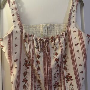 Joie Red and Cream Floral Tank Top